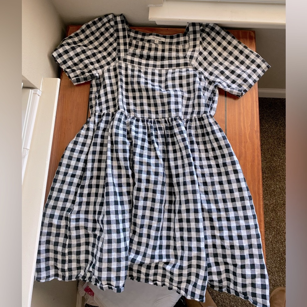 Linen-Blend Allie Mini Dress in Gingham